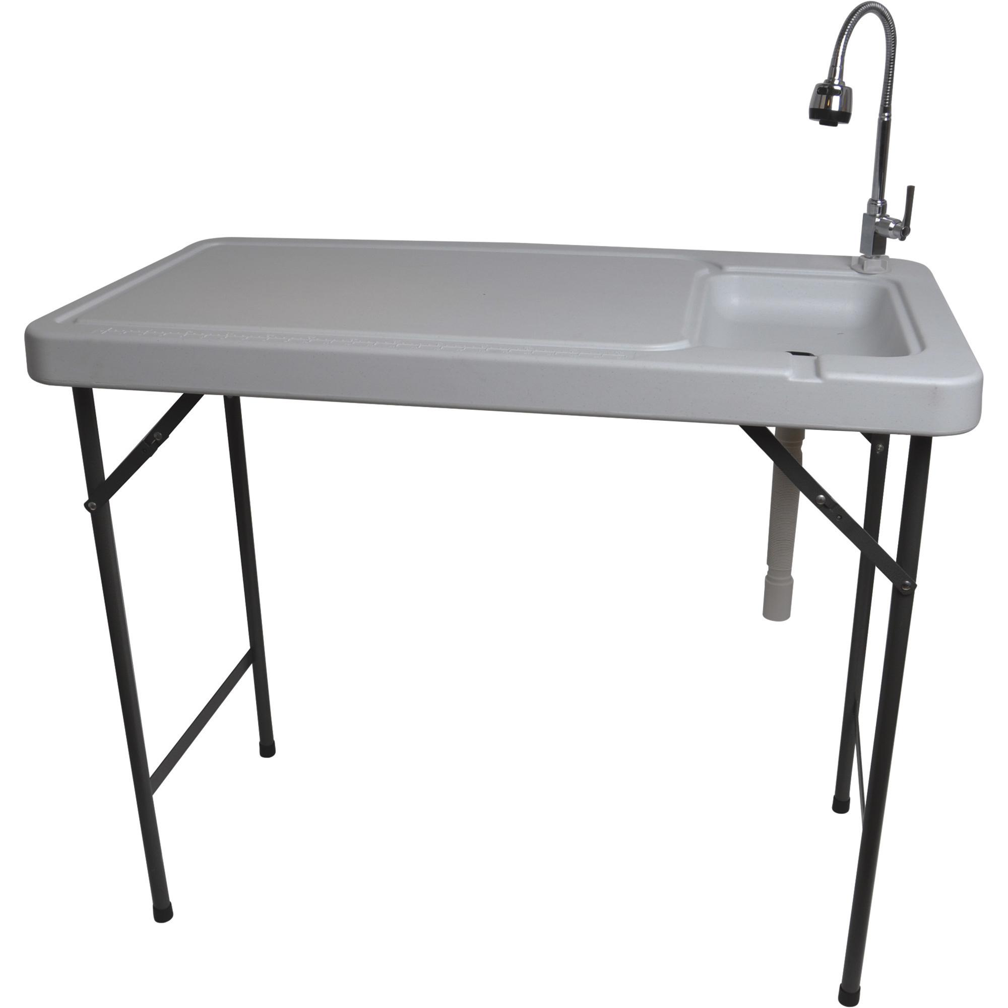 Fish Cleaning Camp Table with Flexible Faucet, 45 1/4in.L x 23 1/4in.W x 37in.H